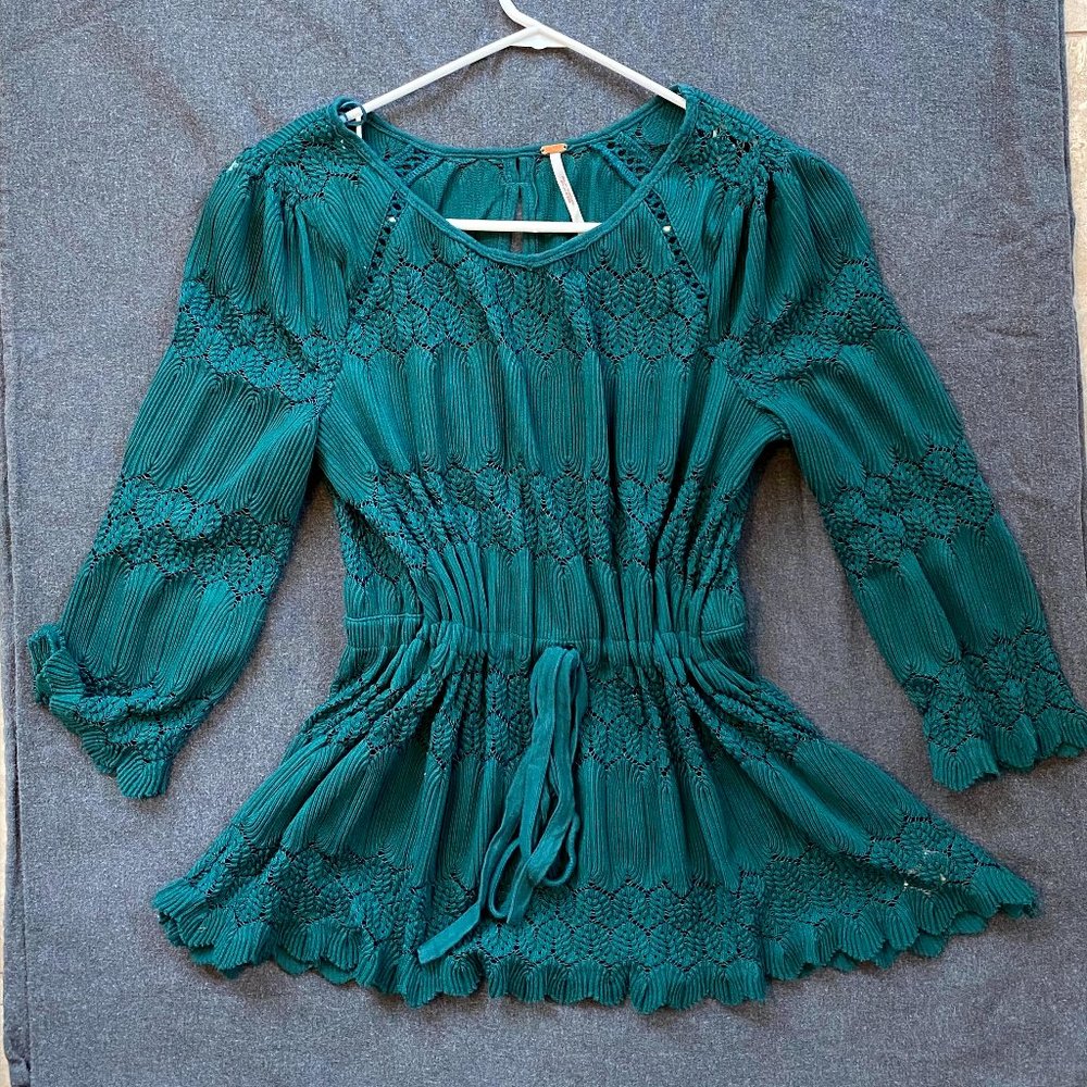 Free People Size MediumBoho Green Fire Island Knit